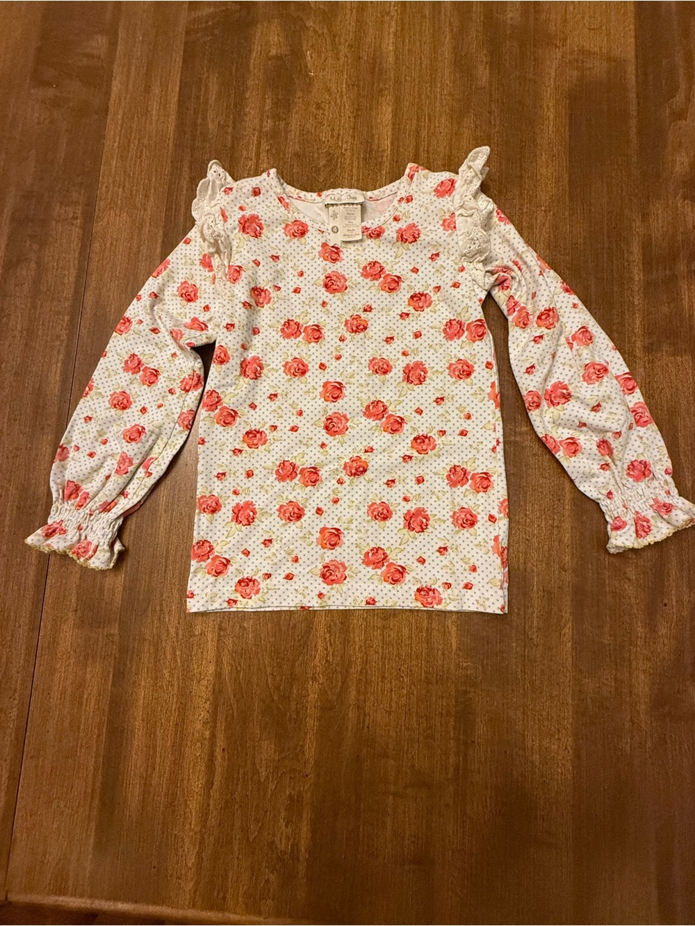 Matilda Jane White Long-Sleeve Floral Top with Pink Roses